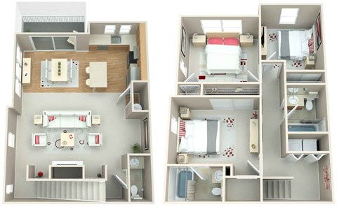 Springwater Crossing Apartments 3 Bedroom Townhome Floor Plan